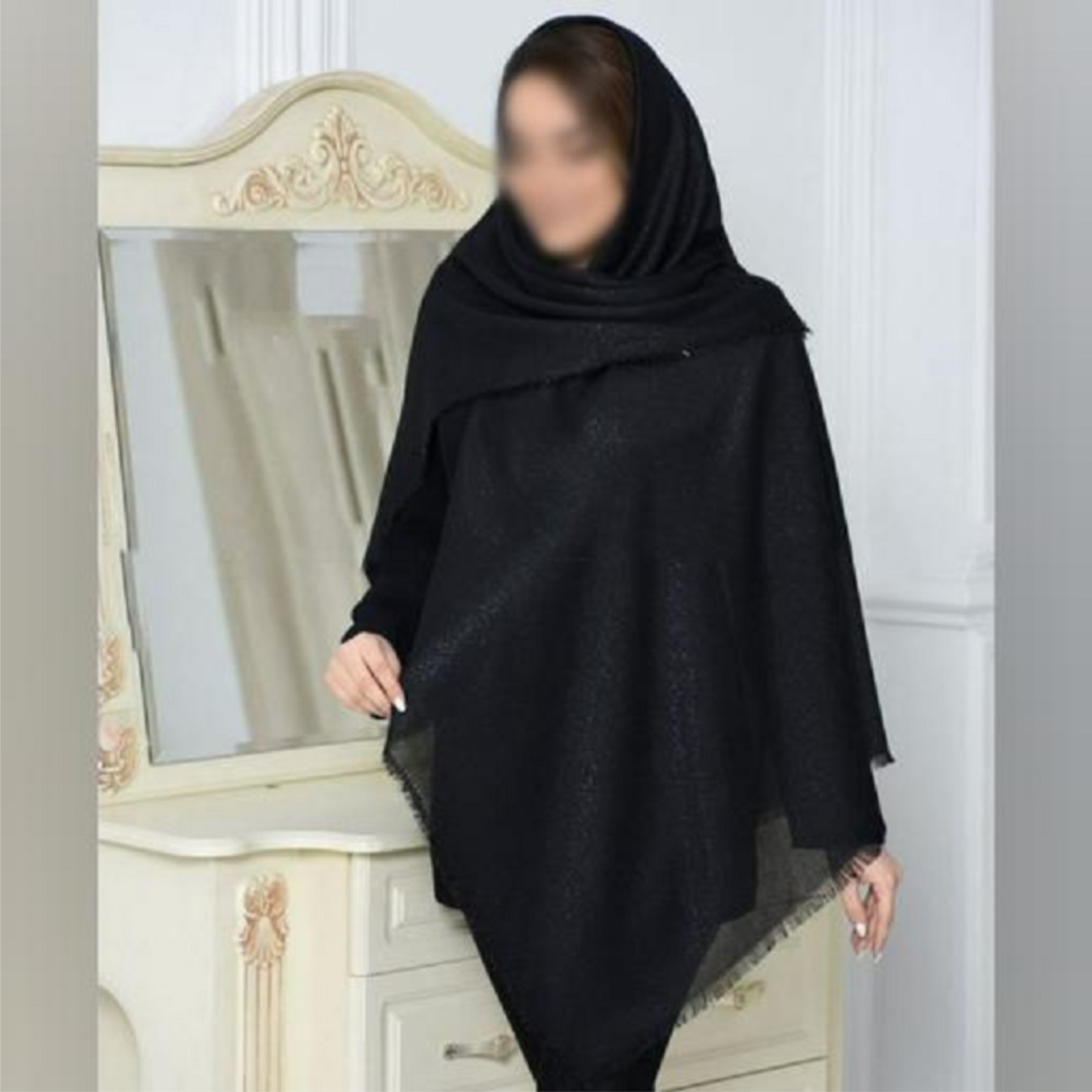 خرید اینترنتی روسری مشکی مجلسی لمه دار