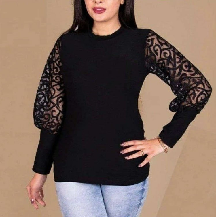 بلوز زنانه مجلسی آستین گیپور