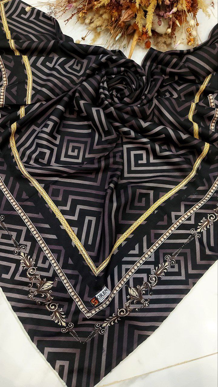 روسری سوپرنخ قواره ۱۴۰ دست دوز مارتاشاپ