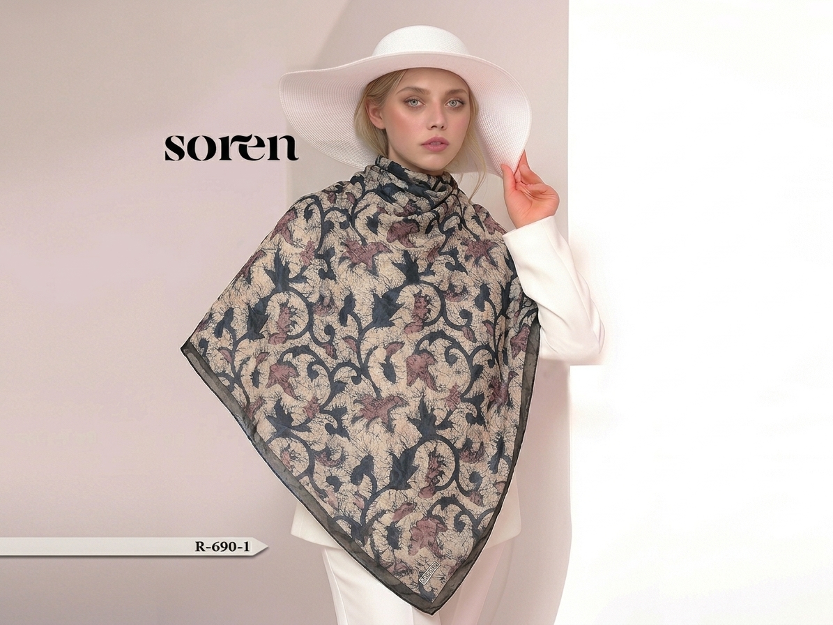 روسری سوپرنخ دست دوز قواره 140 مارتاشاپ