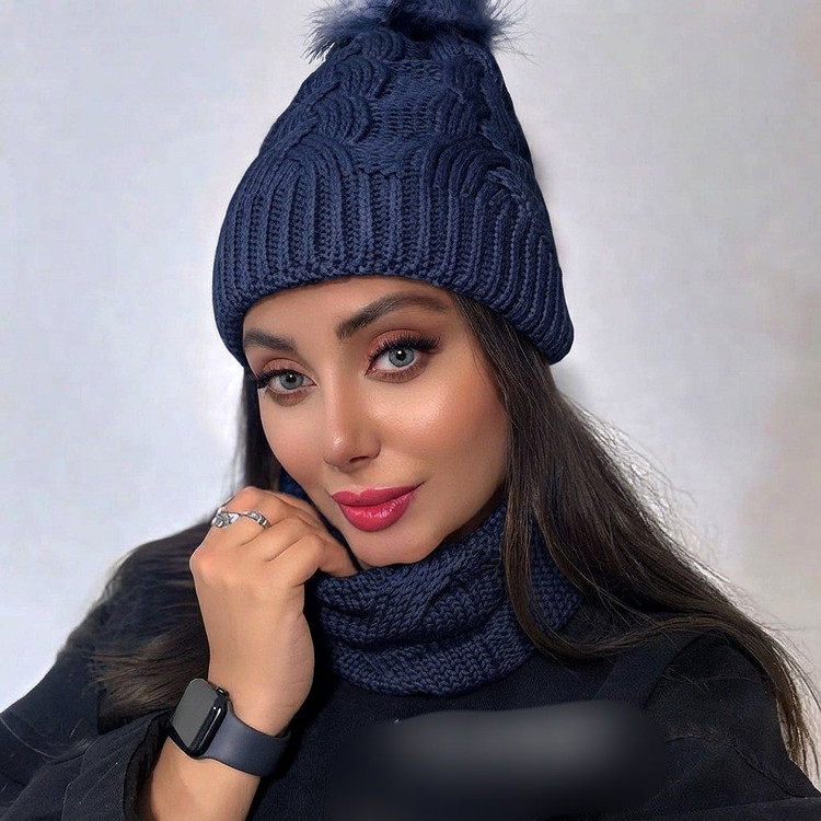 کلاه و شال رینگی زمستانی زنانه بافت مارتاشاپ